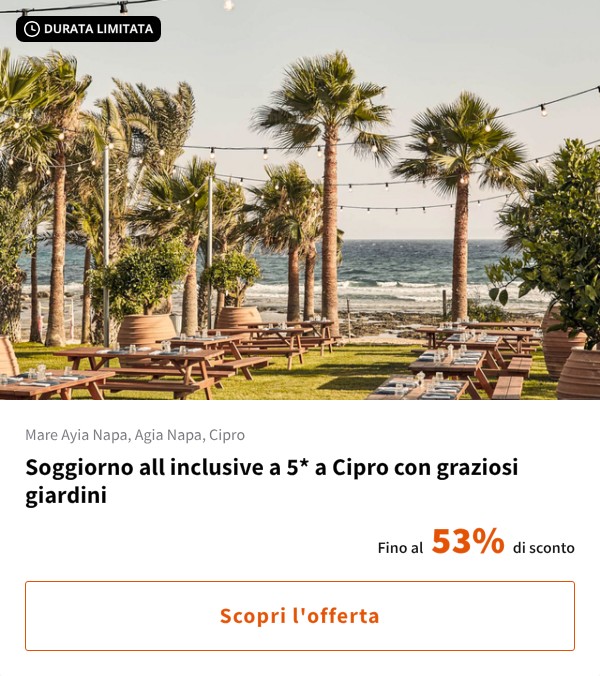 Soggiorno all inclusive a 5* a Cipro con graziosi giardini