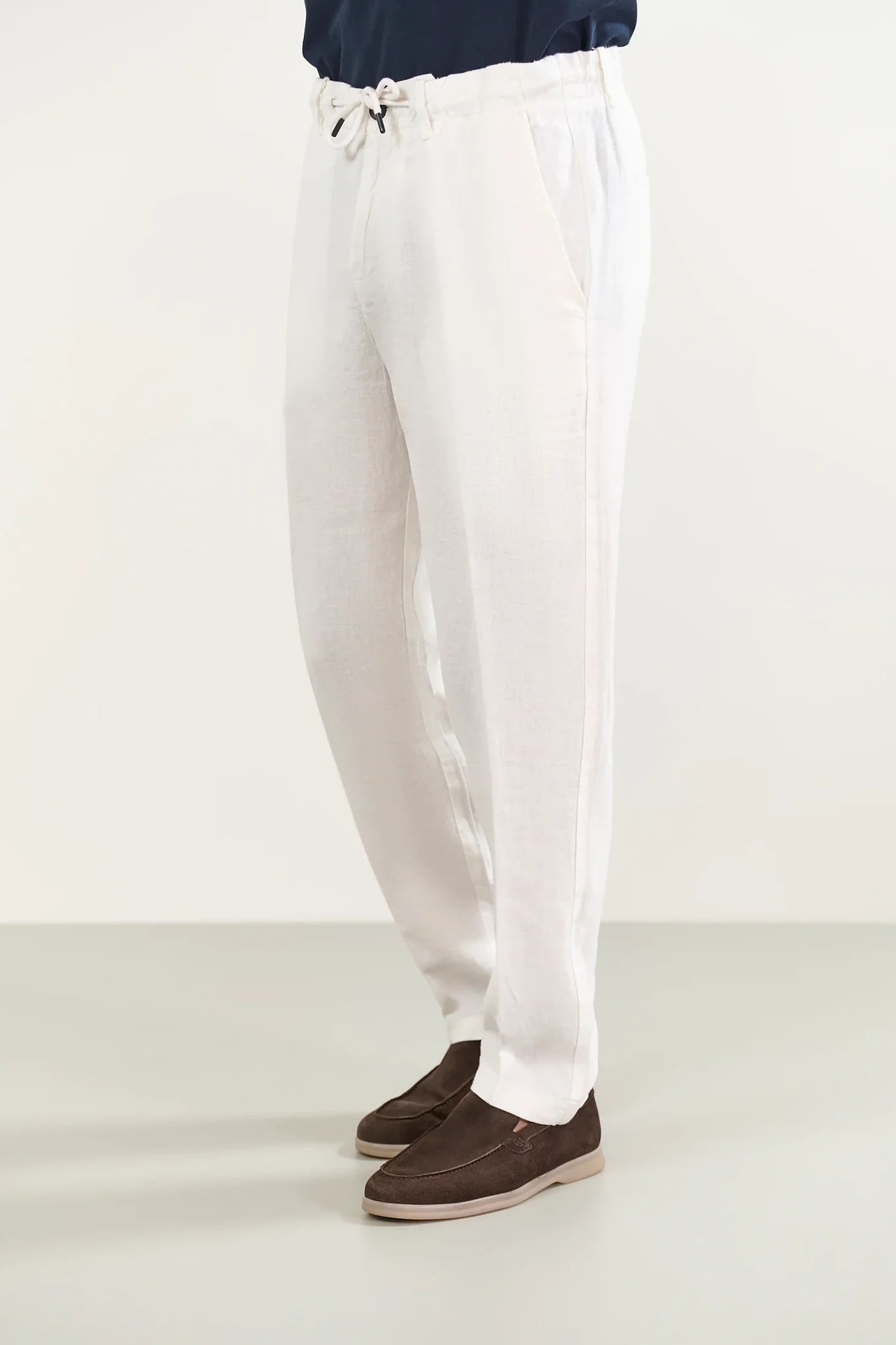 Image of Pantalone bianco lino con coulisse