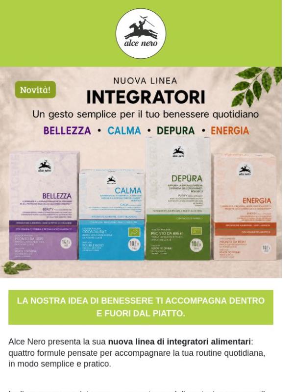 Nuovi integratori Alce Nero