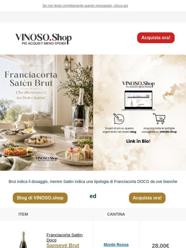 🍾 VINOSO | Franciacorta Satèn Brut: Franciacorta DOCG da uve bianche