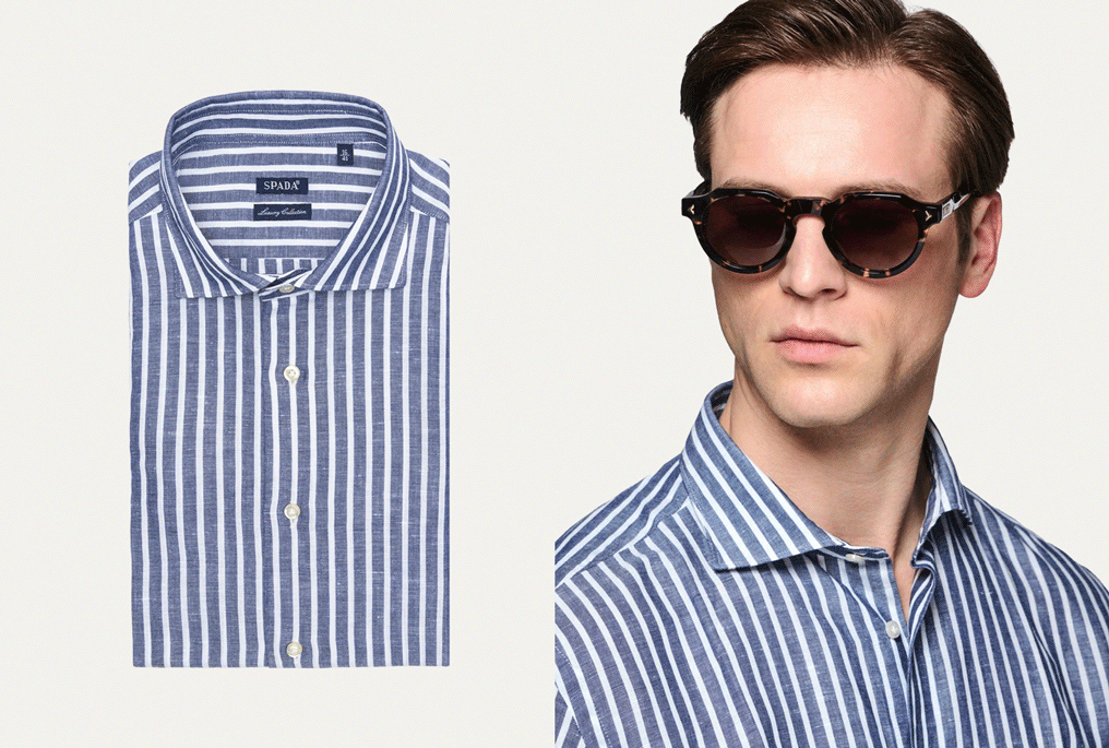 Camicia in lino e cotone a righe