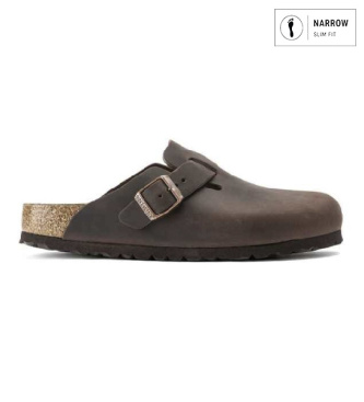 Zoccoli in pelle Boston Oiled (Vestibilità Stretta) marrone