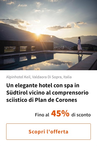 Un elegante hotel con spa in Südtirol vicino al comprensorio sciistico di Plan de Corones