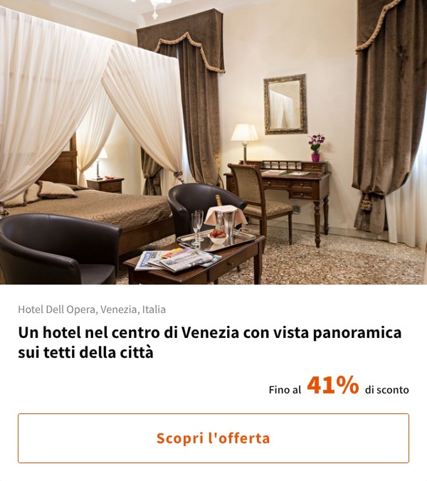 Un hotel nel centro di Venezia con vista panoramica sui tetti della città