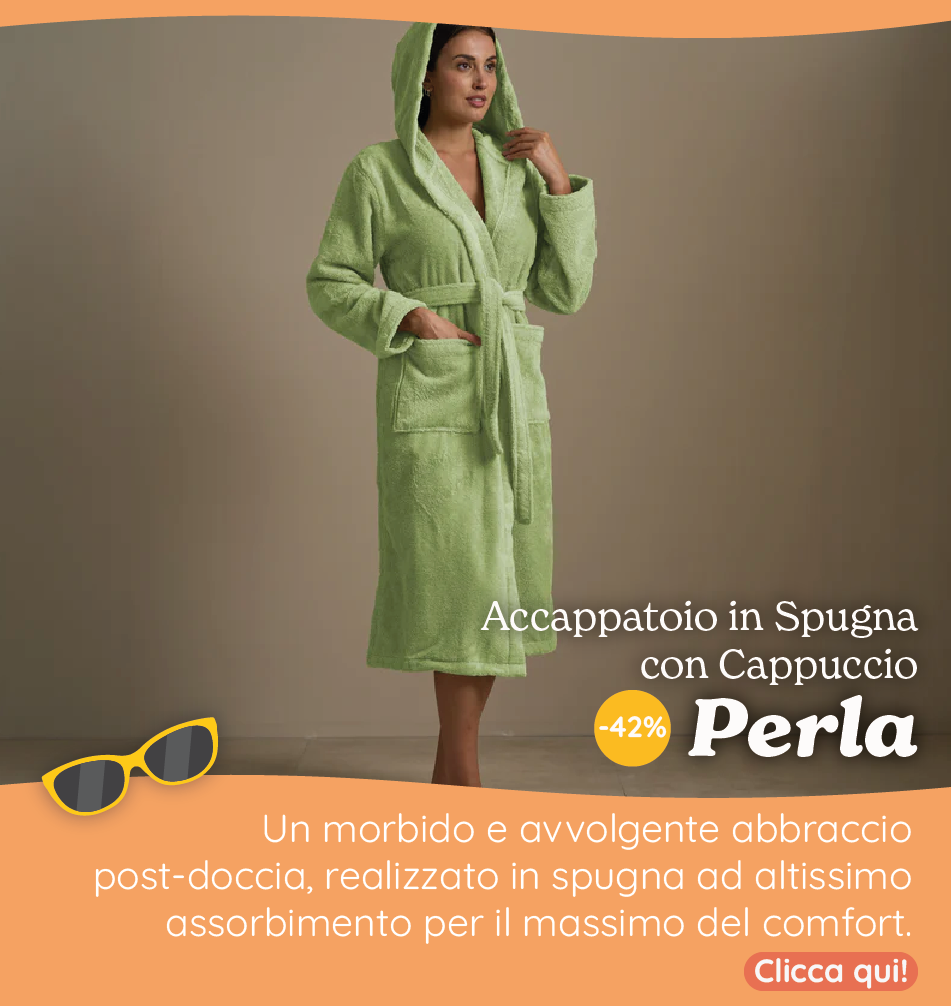 Accappatoio in Spugna con Cappuccio - Perla