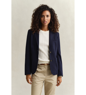 Giacca Americana Slim Fit in piqué blu marino