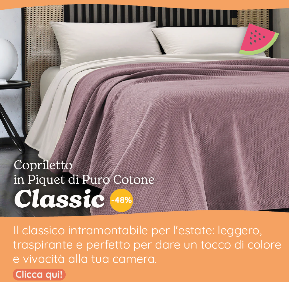 Copriletto di Piquet di Puro Cotone Tinta Unita - Classic