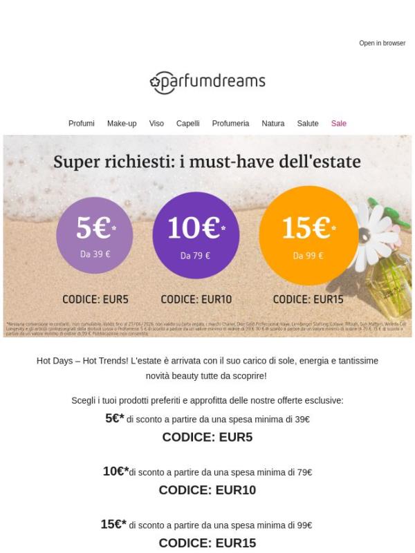 Non perderti questa occasione: fino a 15€ di sconto!