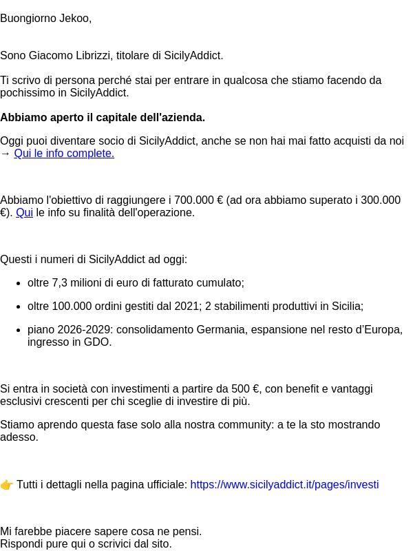 Quota societaria offerta - a Jekoo
