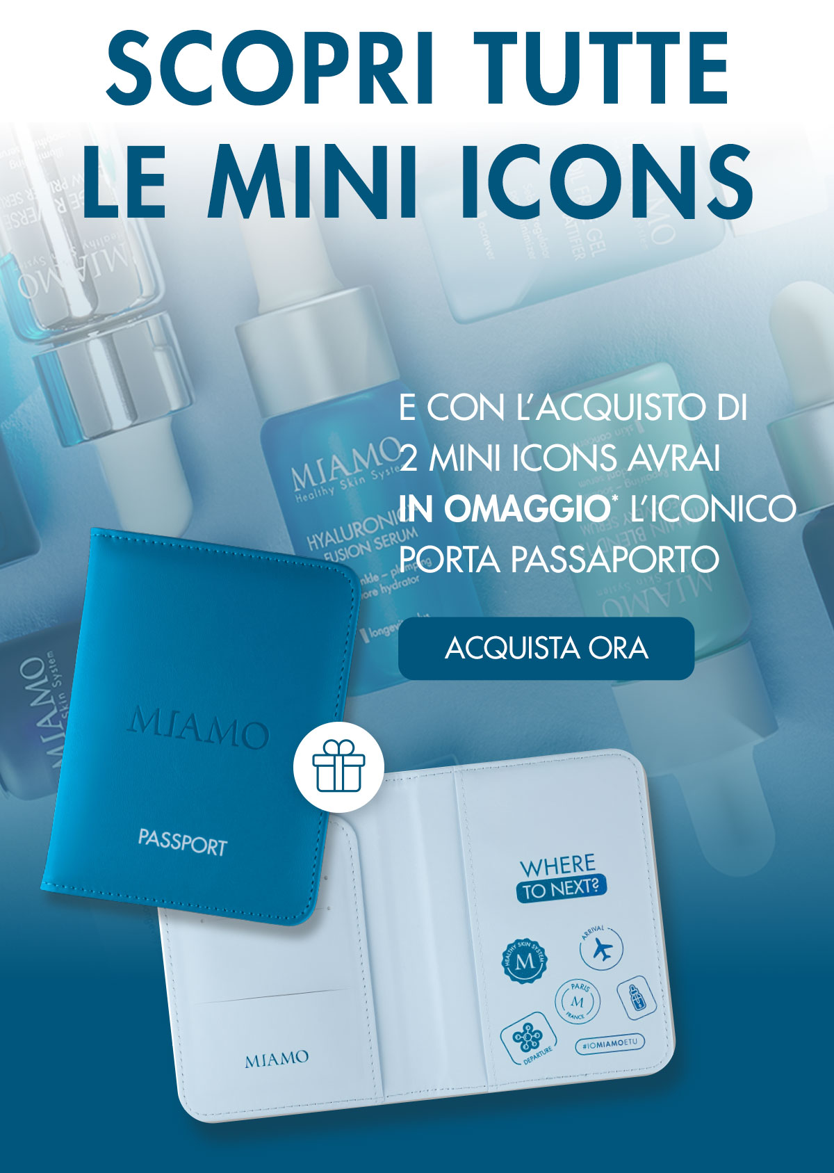 in omaggio con due mini icons l'iconico porta passsaporto 