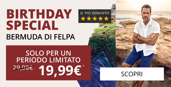 Birthday Special - Bermuda di felpa solo per 19,99€