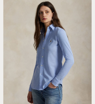 Camicia Oxford slim fit in maglia di cotone, blu