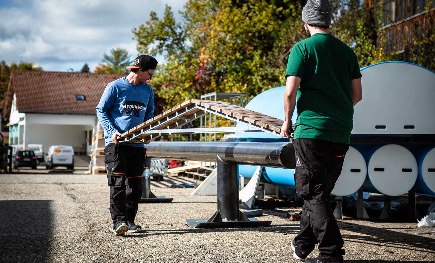 Men wearing Helly Hansen workwear while working