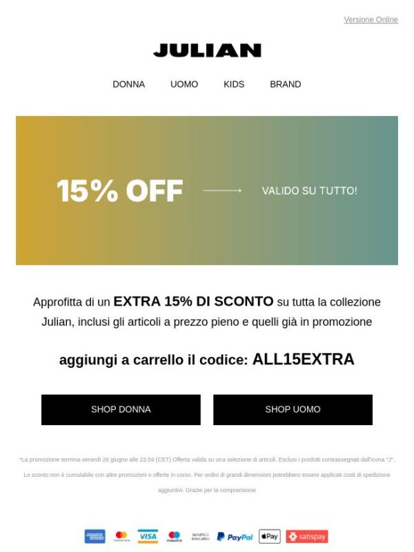 LAST CALL | Ultime ore: fino al 40% + extra 15%