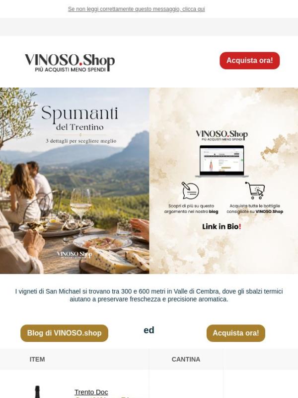 🌿 VINOSO | Porta a tavola un Metodo Classico Trentino