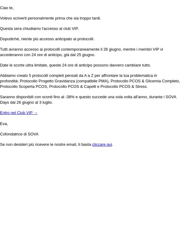 Ultima chance per entrare nel nostro Club VIP.