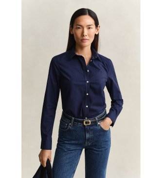 Camicia Slim Fit in popeline blu marino