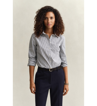 Camicia slim fit a righe blu navy in popeline