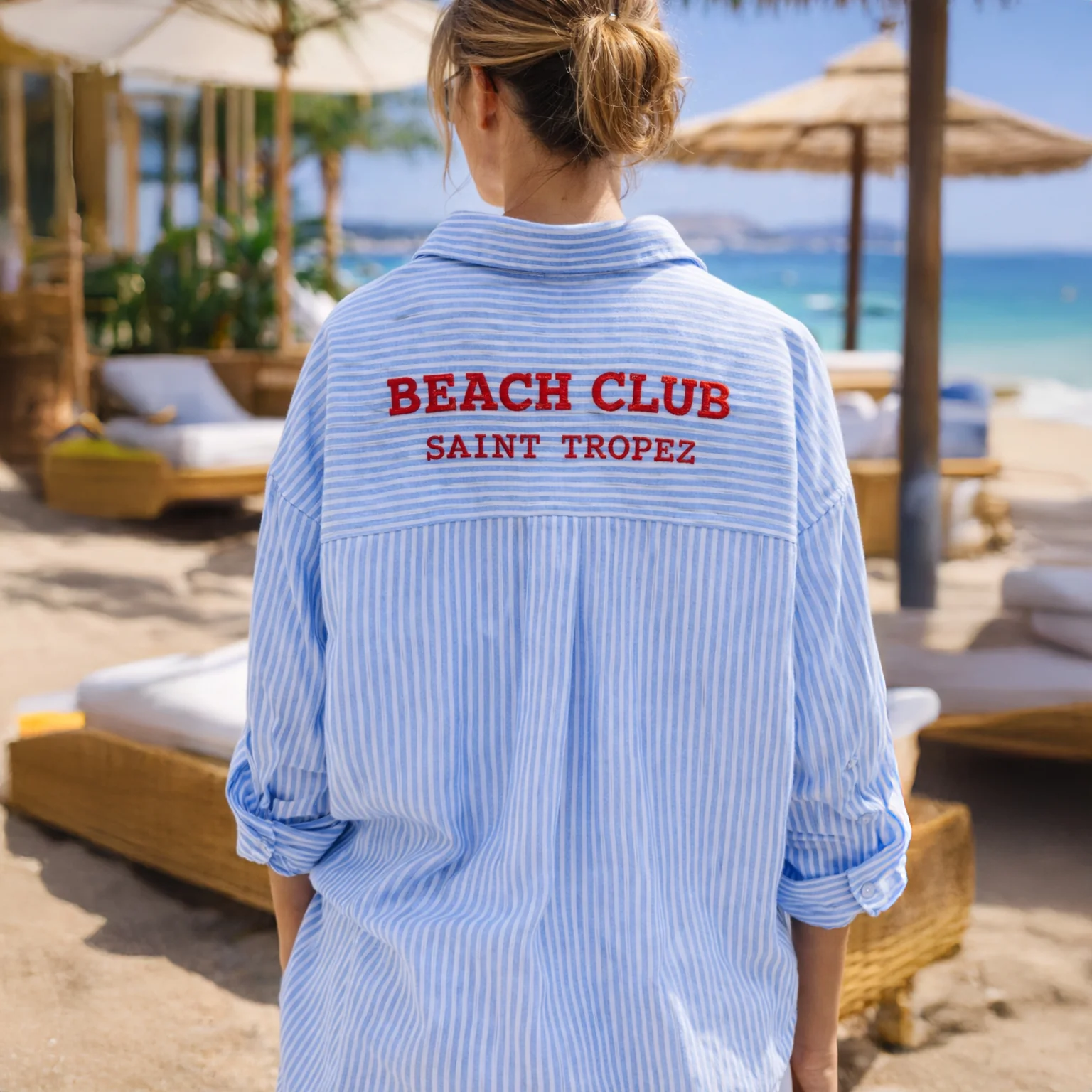 Image of Camicia da Spiaggia in Puro <br>Cotone Rigato - <b>Beach Club
