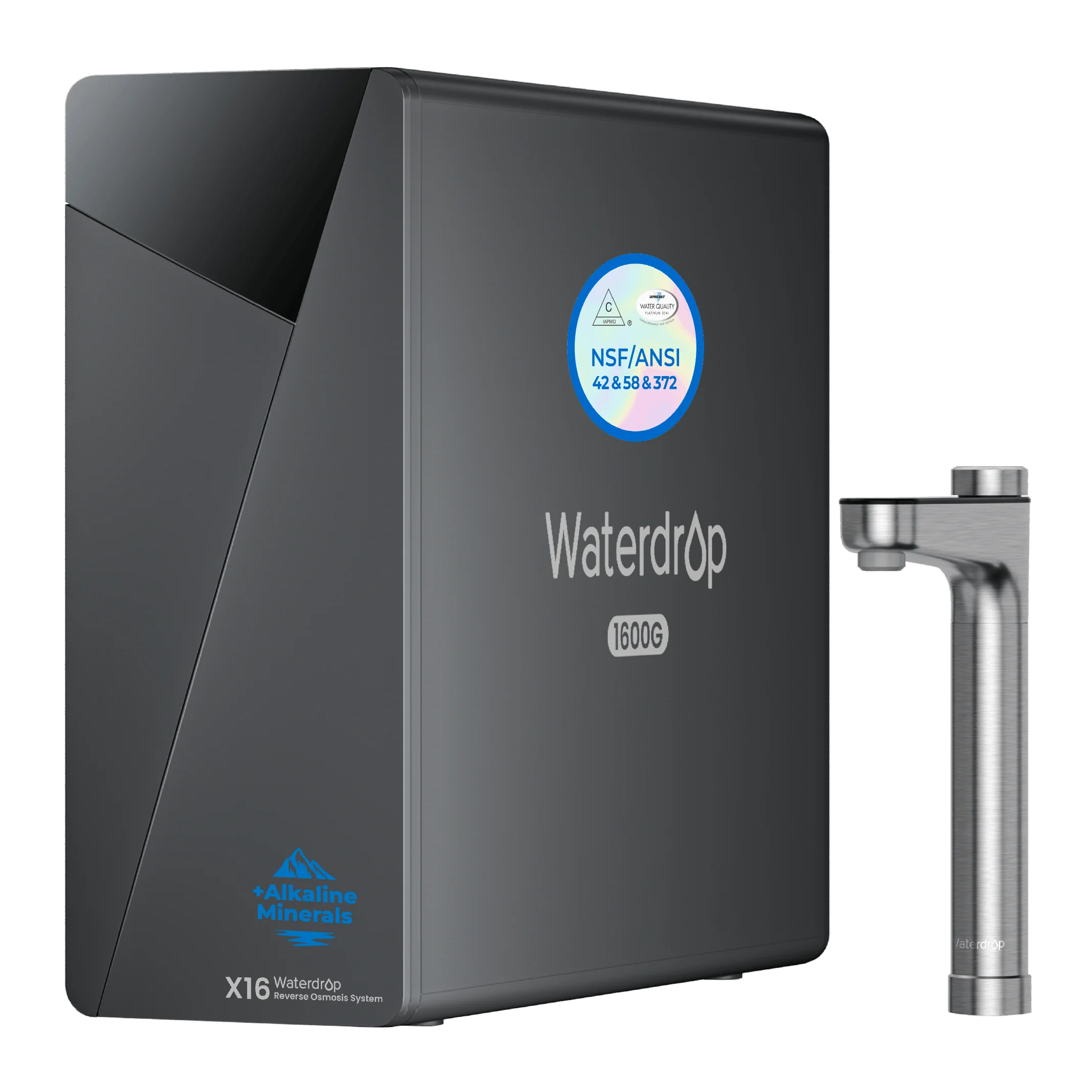 Image of Sistema ad osmosi inversa Waterdrop X16 Undersink con rubinetto in argento nichelato spazzolato