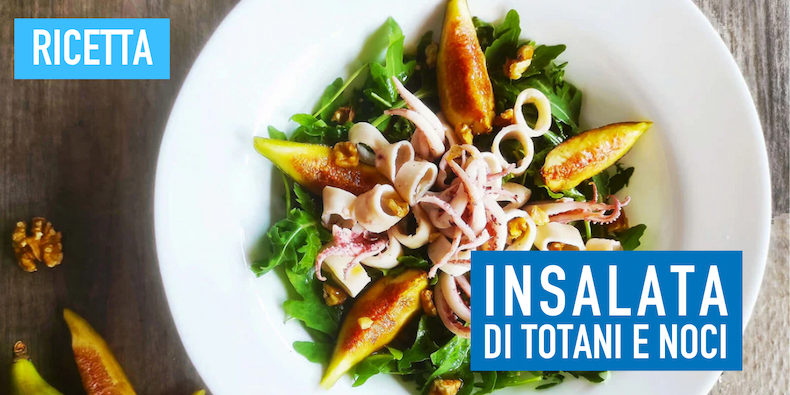 Insalata di totani, rucola, fichi e noci