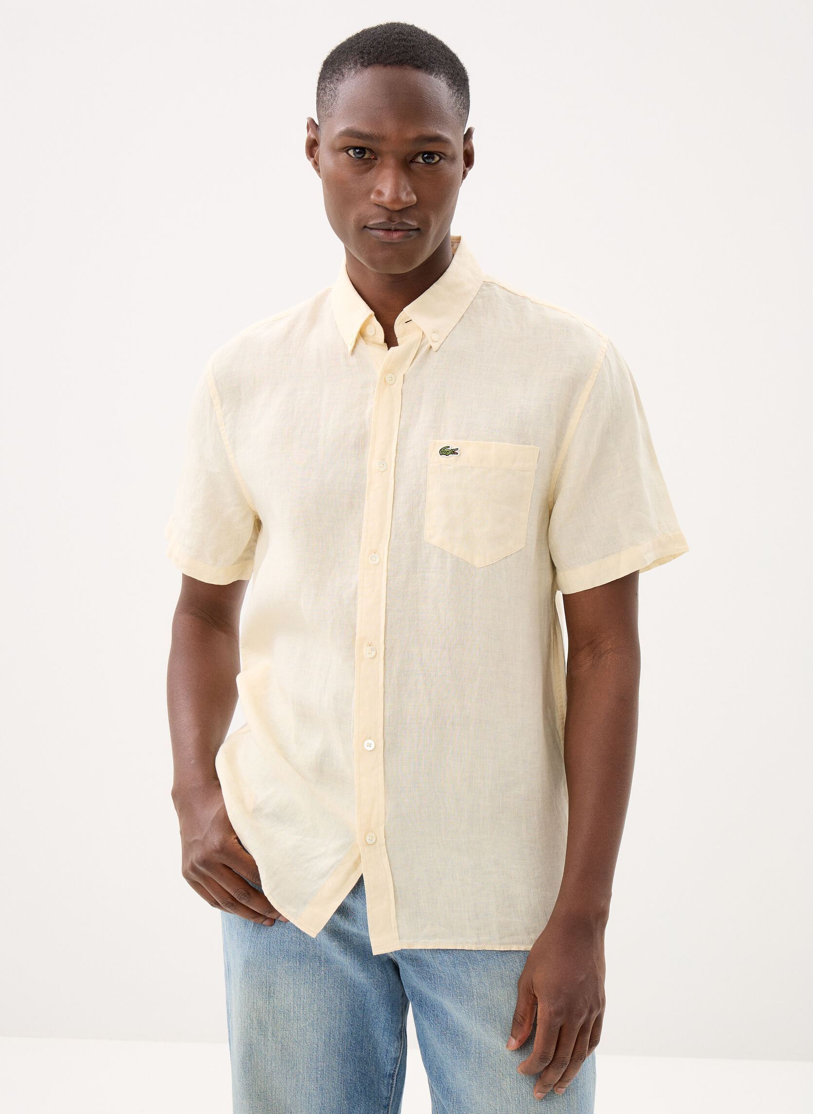 Lacoste Chemises Woven Shirts CH5699 homme beige