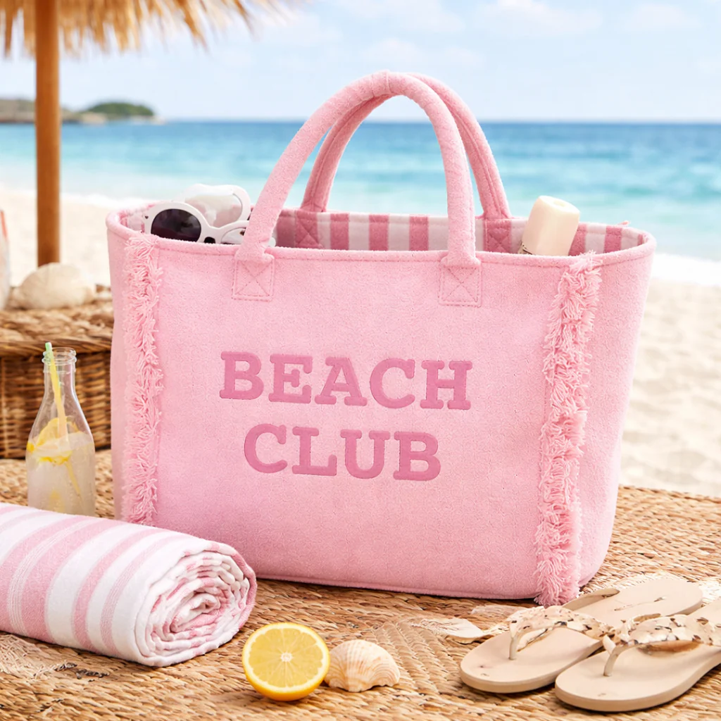 Image of Borsa Mare o Trousse in Spugna<br> di Cotone Tinta Unita - <b>Beach Club