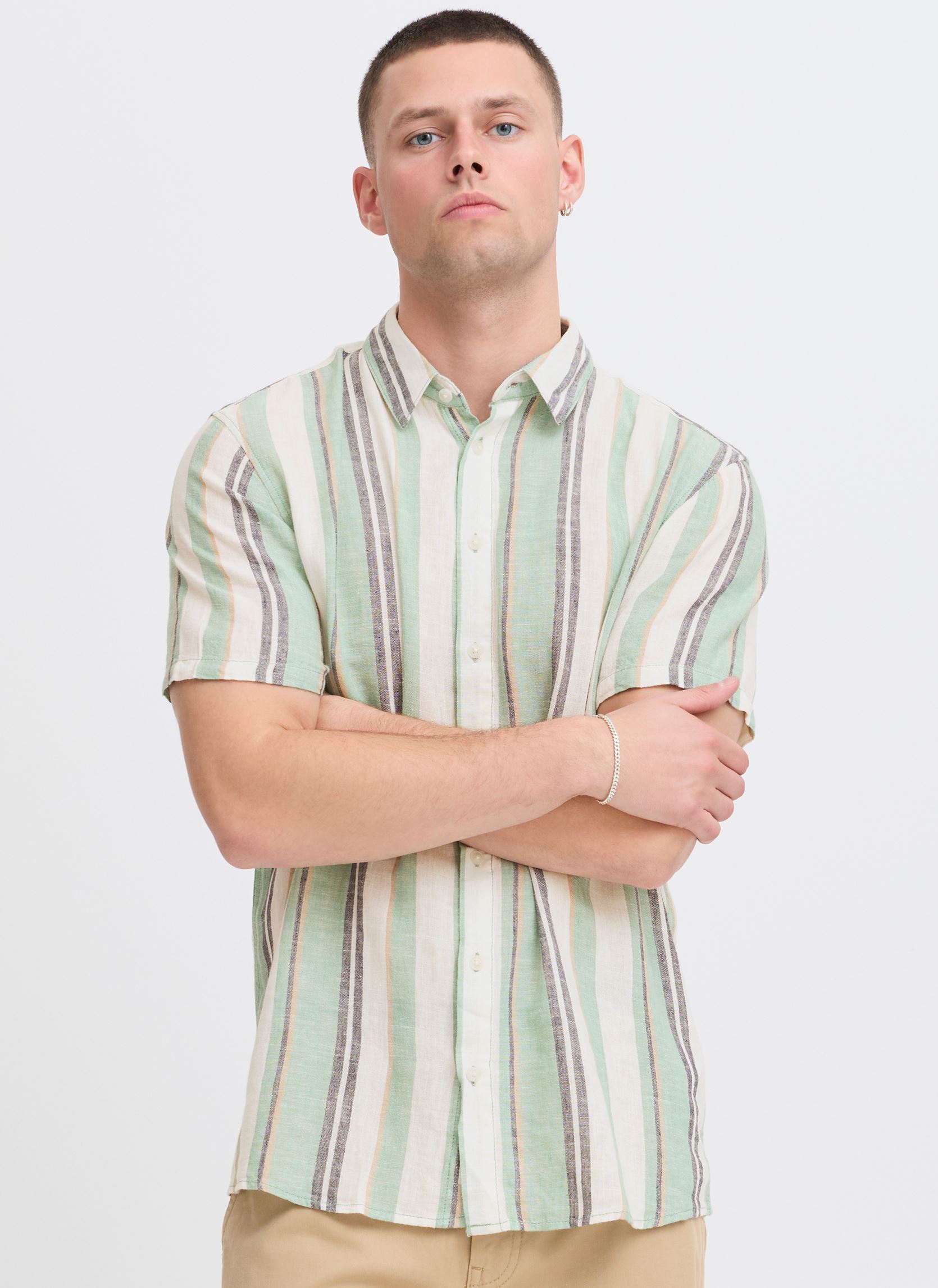 Blend Chemises BHBOBBY Shirt stripe homme vert