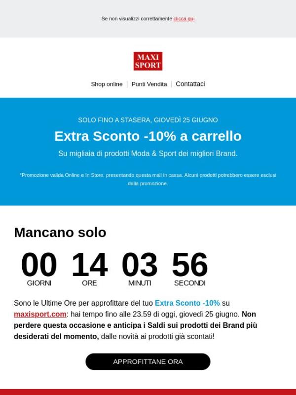 ⏳ ULTIME ORE: il tuo Extra Sconto termina stasera!