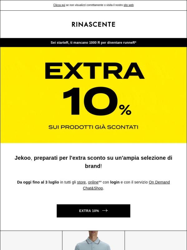 Extra 10% sugli sconti fino al -50%