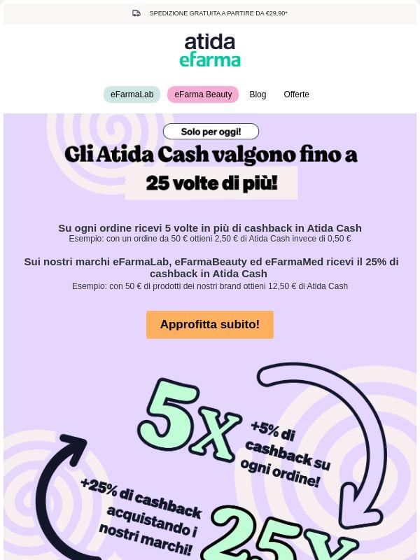 🔥 Gli Atida Cash valgono 5 volte in più!