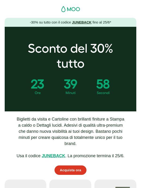 Il 30% di sconto su tutto termina stasera 🚨