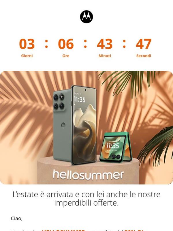 ☀️ Hello Summer: Ottieni il 30% di sconto sulle famiglie razr 60 ed edge 60