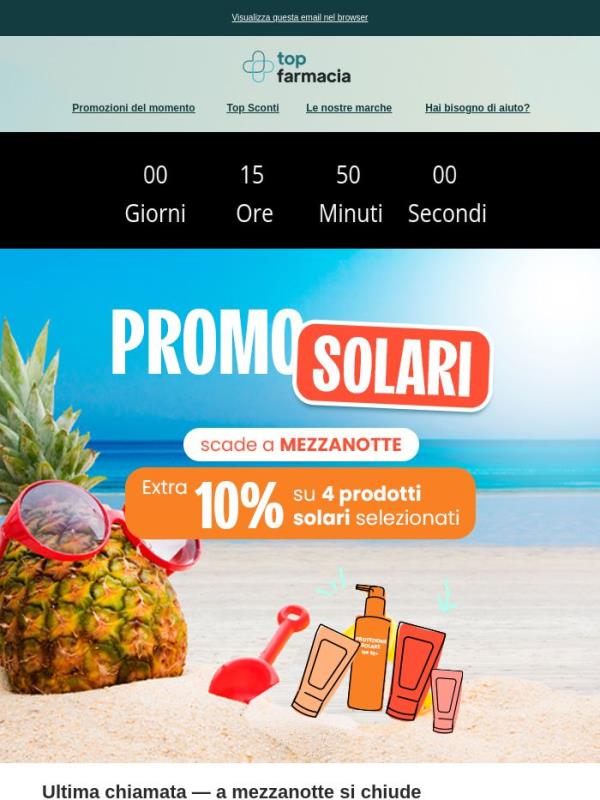 🔔 Oggi finisce l'extra 10% sui solari