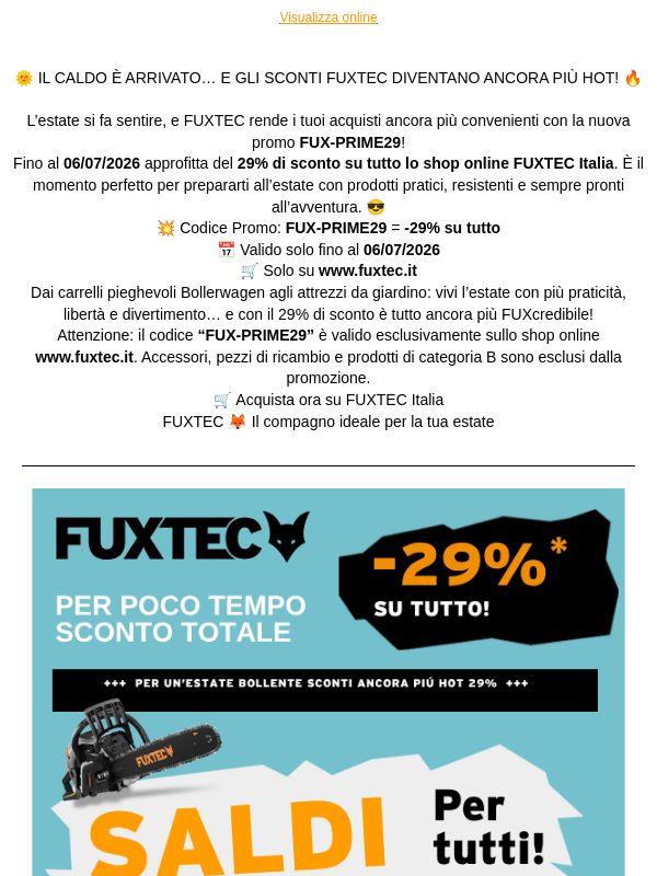 SCONTI PRIME DA FUXTEC -29% SU TUTTO