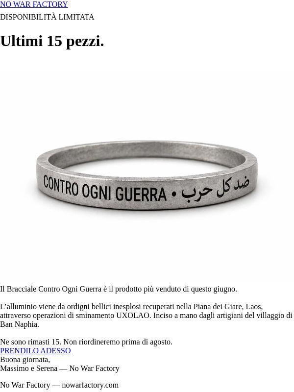 Ultimi 15 pezzi.