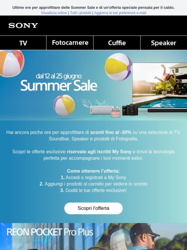 Last Chance: preparati all'estate con le offerte My Sony ☀️
