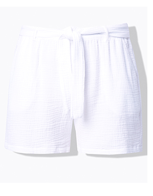 Shorts con taglio della gamba ampio in mussola con laccetto