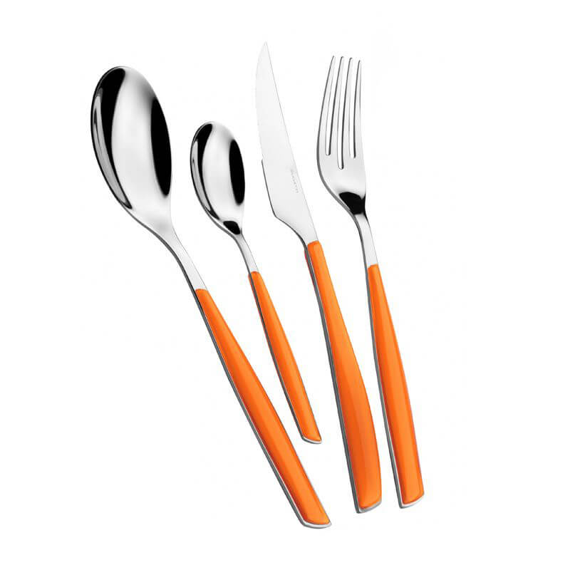 Glamour Stainless Steel and SAN Cutlery Set - Set 24 Pieces - Orange