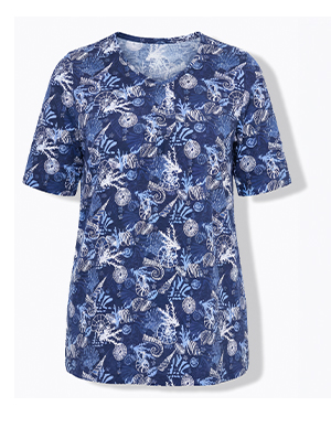 T-shirt dal taglio svasato con pieghe decorative, scollo a V e mezze maniche