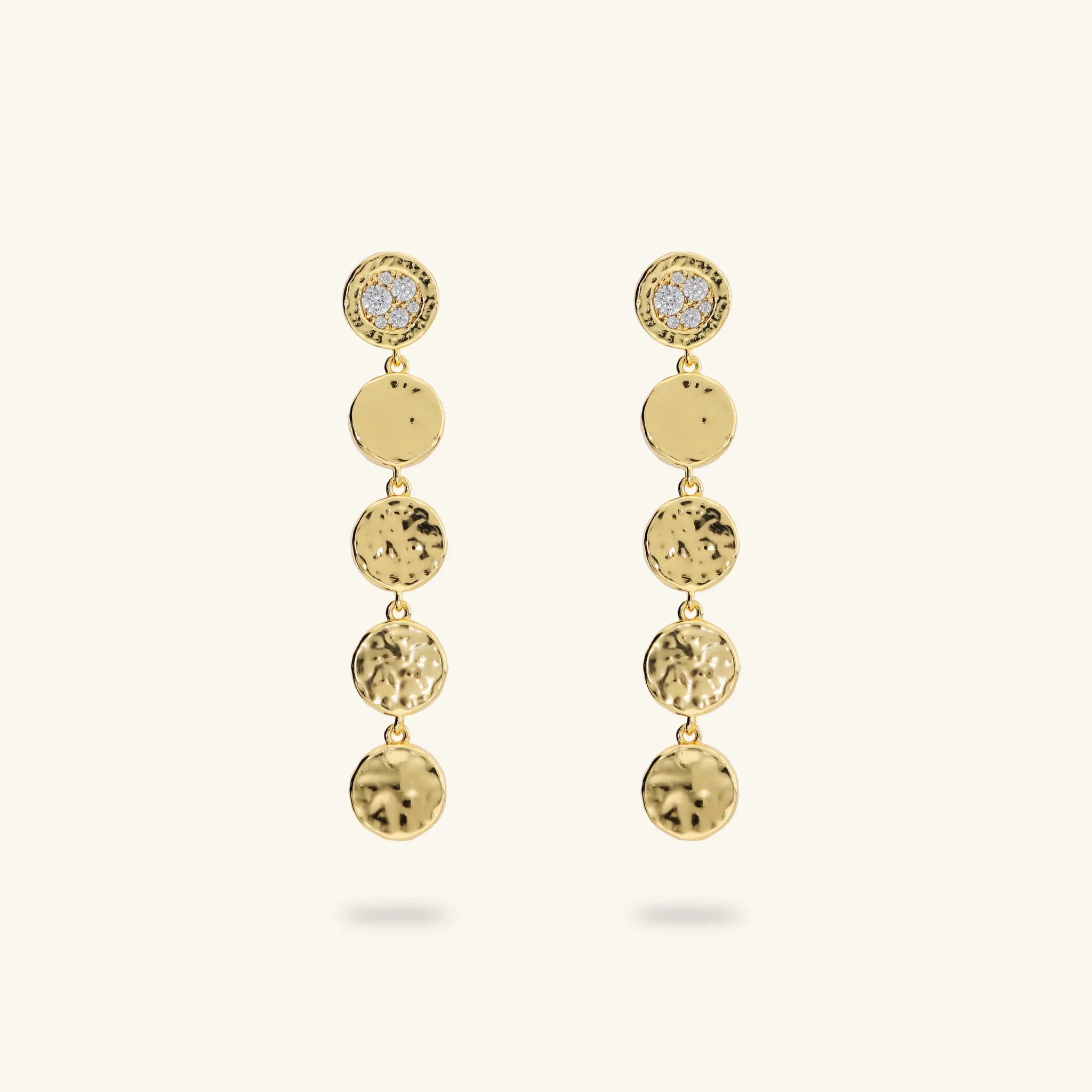 Image of Orecchini Pendenti Eclissi Dorata con Pavé di Cubic Zirconia