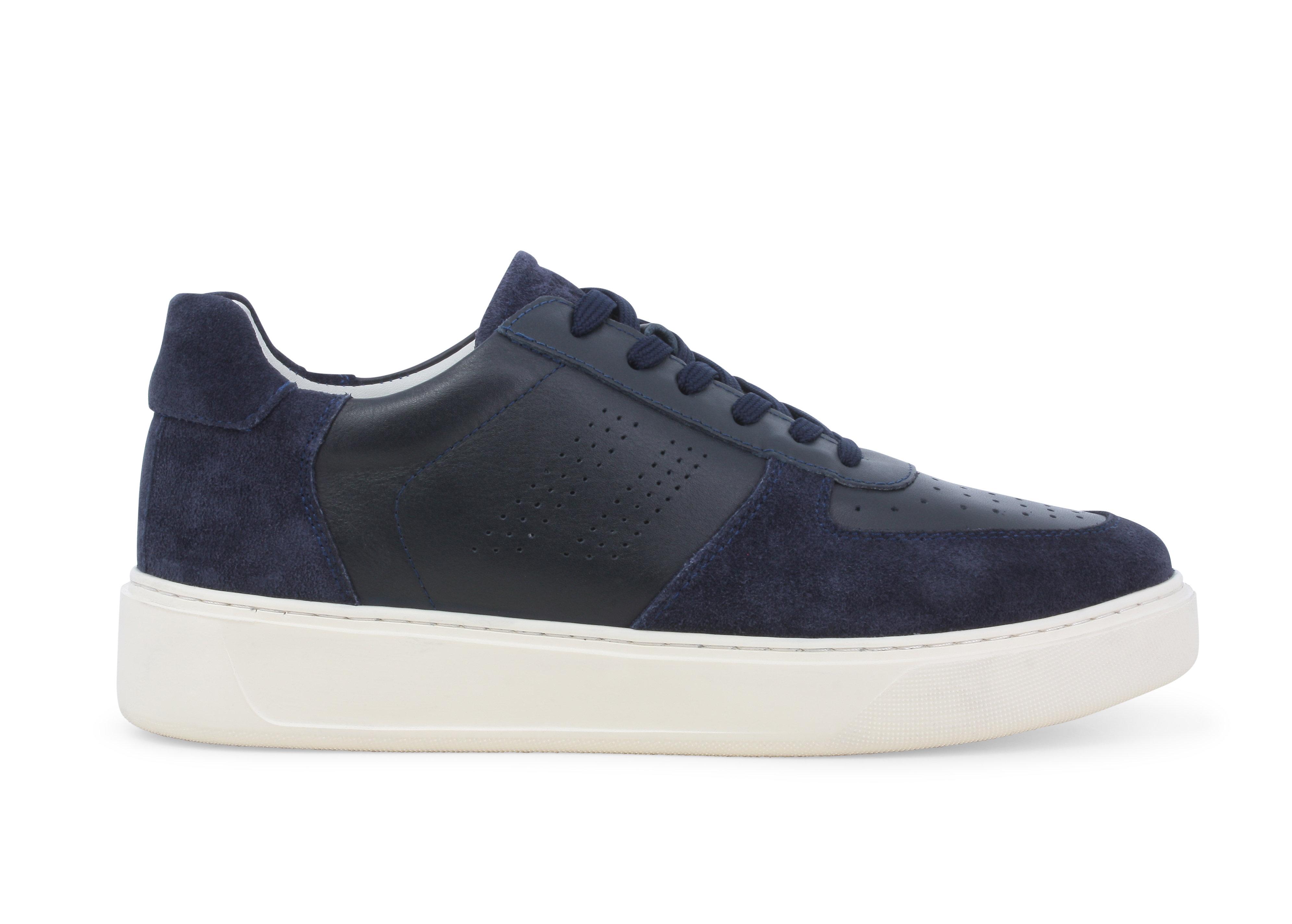 Sneaker casual blu navy in pelle e camoscio u56037q
