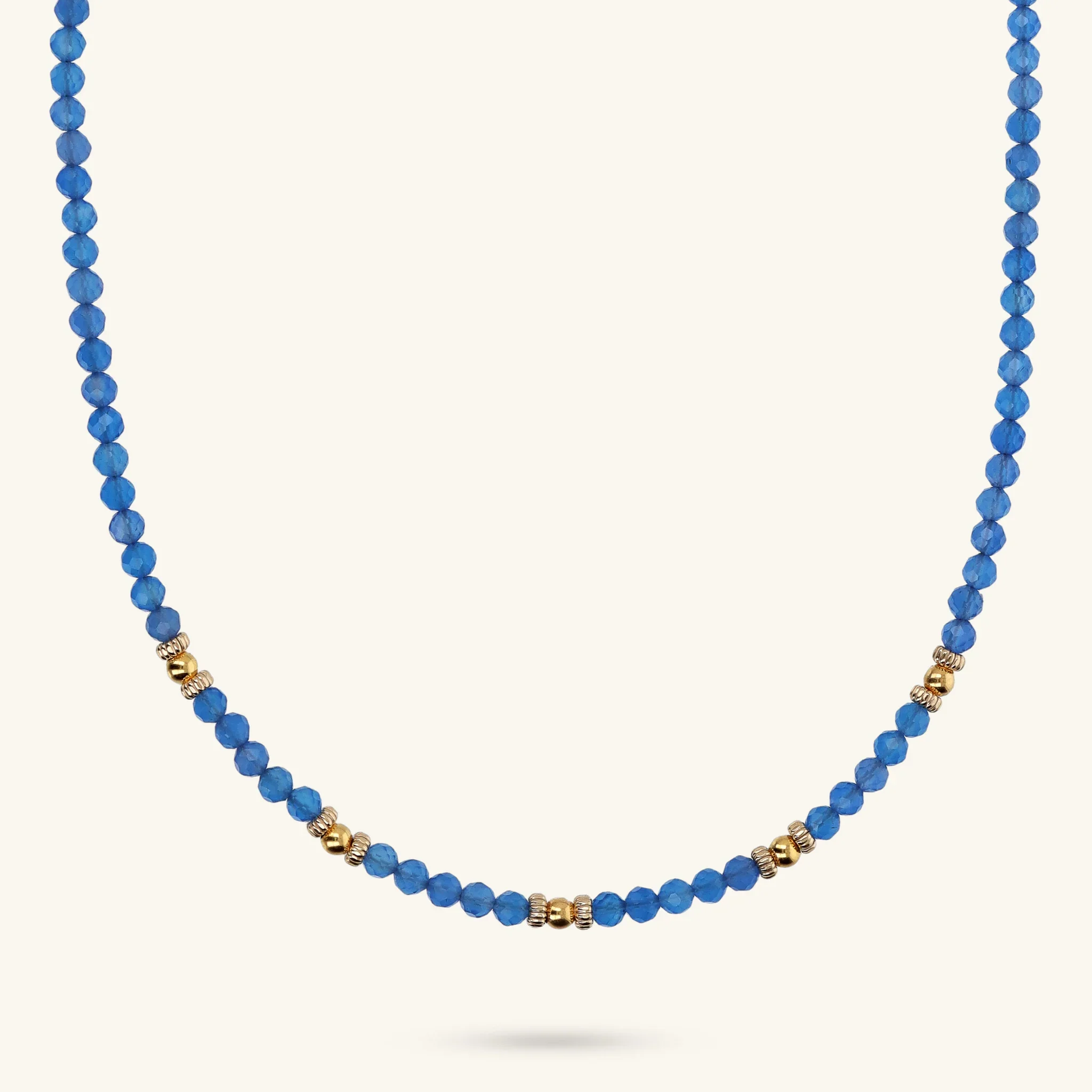 Image of Collana Girocollo con Sfere Golden e Pietra Naturale Quarzite