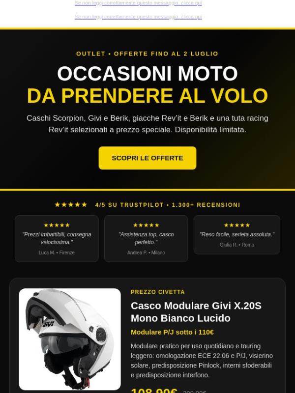 Scorpion, Givi, Rev'it: Occasioni outlet da non perdere!
