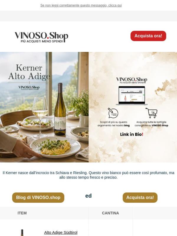 ⛰️ VINOSO | Il Kerner nasce dall’incrocio tra Schiava e Riesling