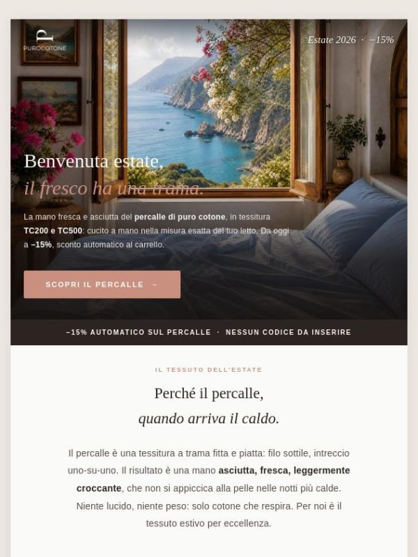 TC200 o TC500? Tutto il Percalle è in Sconto del −15%