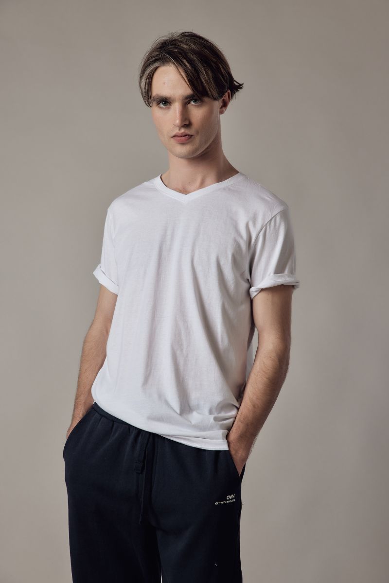T-Shirt Scollo a V Bianco