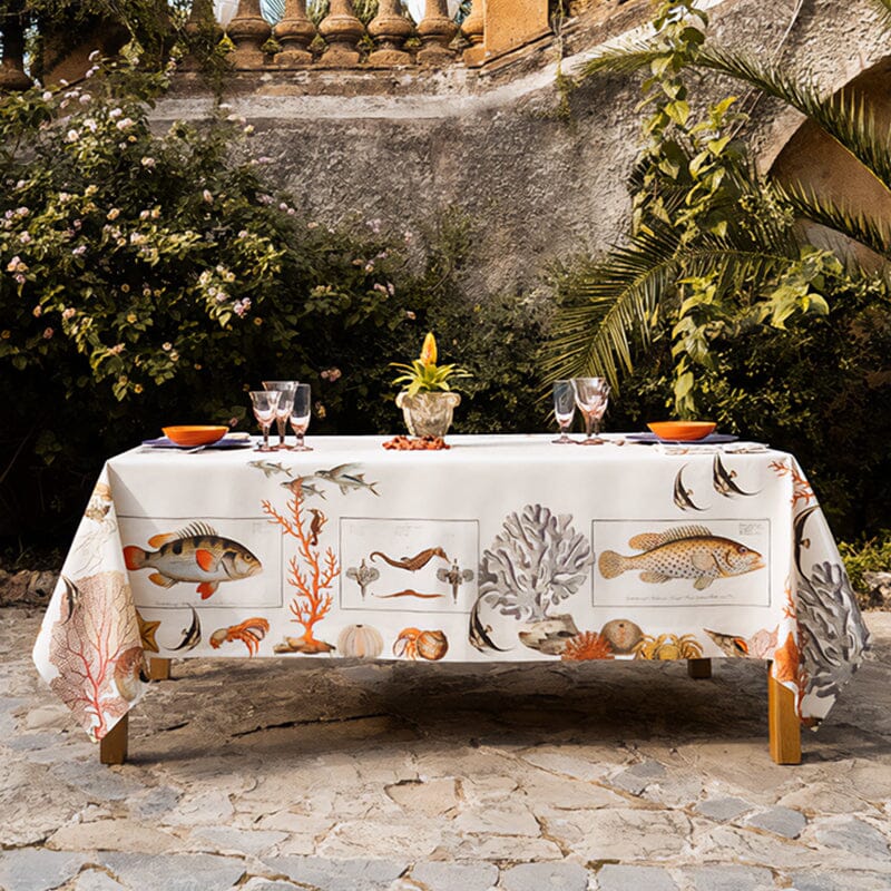 Image of Tovaglia in Puro Lino <br>Fantasia Marina - <b>Coral Bay
