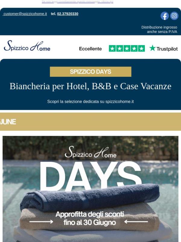Attiva ora il tuo 15% sulle forniture per la tua struttura ricettiva  💌