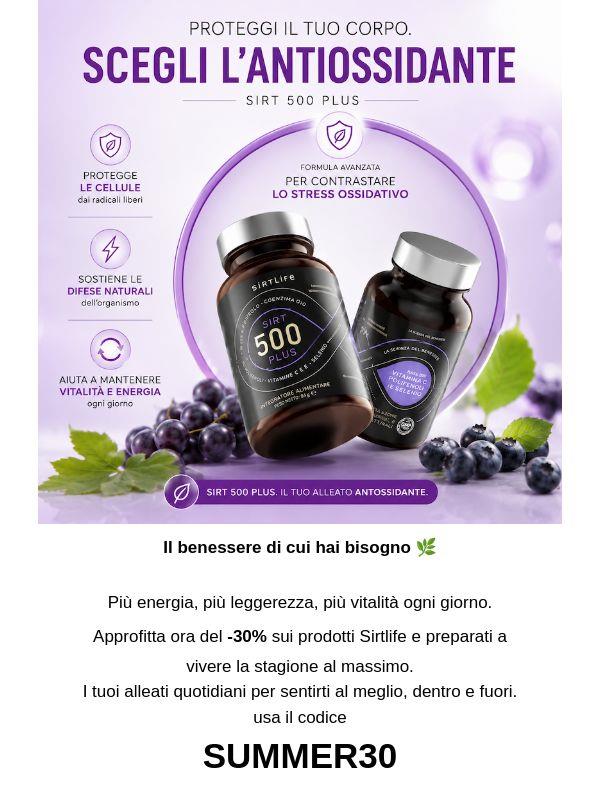 SIRT 500 PLUS: il tuo alleato antiossidante.